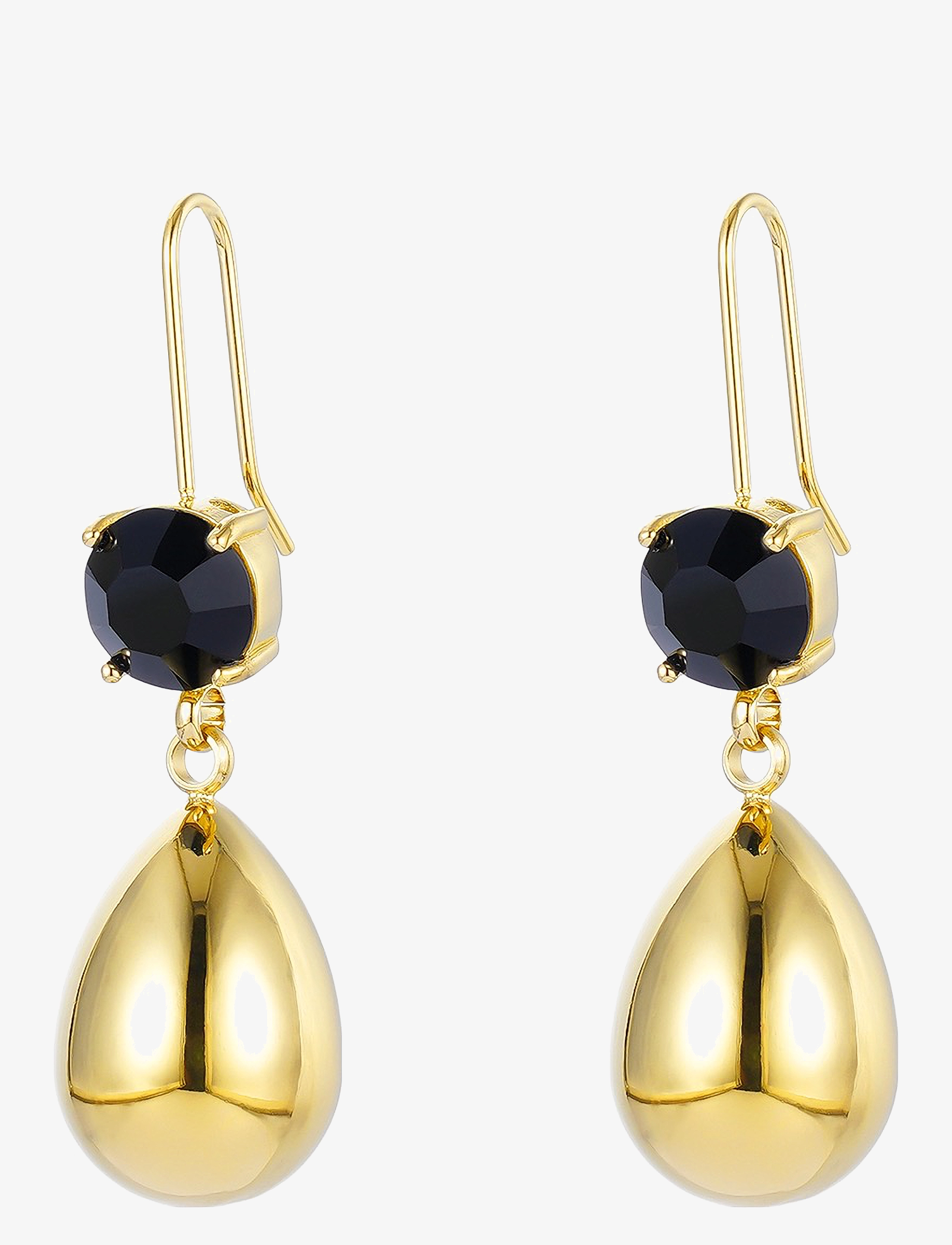 Bud to rose Drop Crystal Hook Earring - Echtschmuck - BLACK/GOLD / gold