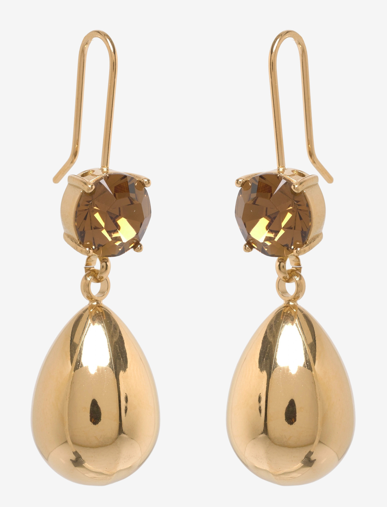 Bud to rose - Drop Crystal Hook Earring Brown/Gold - rippuvad kõrvarõngad - brown/gold - 1