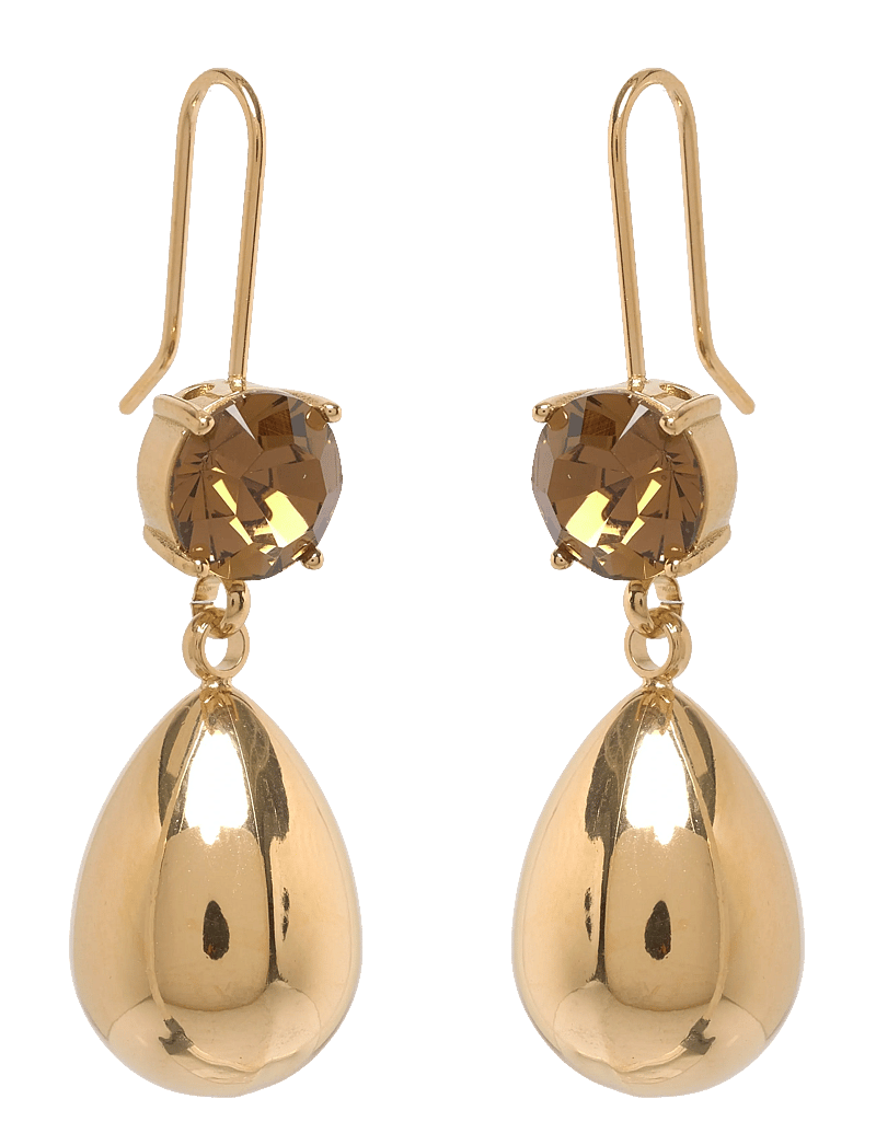 Bud to rose - Drop Crystal Hook Earring Brown/Gold - Øreringe med vedhæng - brown/gold - 1