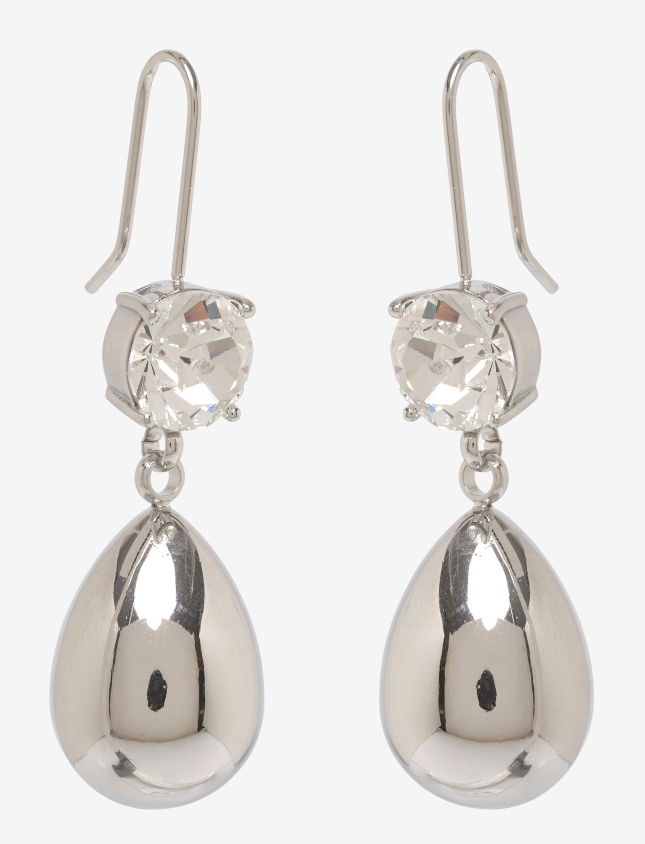 Bud to rose - Drop Crystal Hook Earring Clear/Silver - hängande örhängen - clear/silver - 1