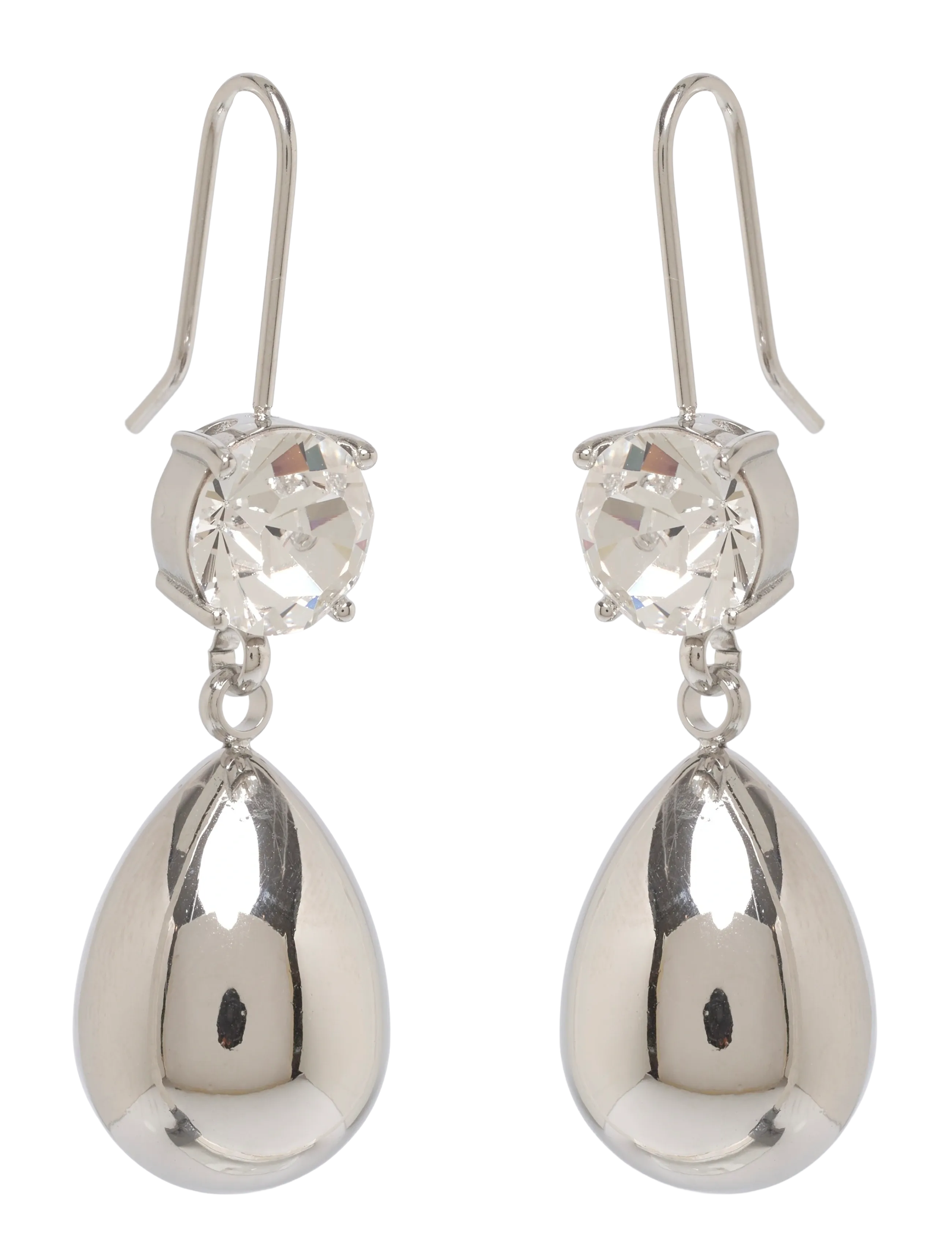 Drop Crystal Hook Earring Brown/Gold - CLEAR/SILVER