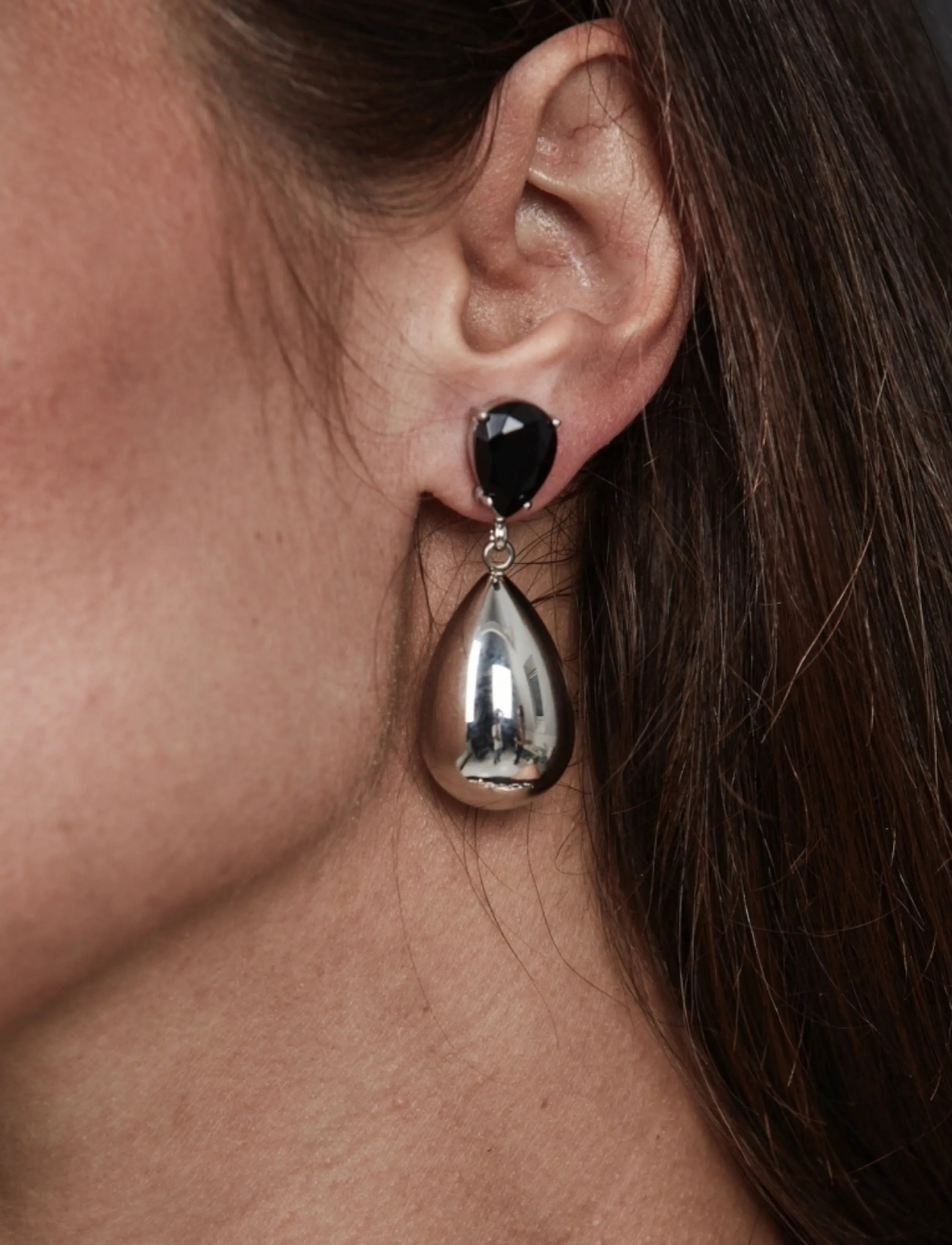 Bud To Rose Destiny Drop Earring Black/Silver, One Size, Earrings, Schwarz - Statement Frauen