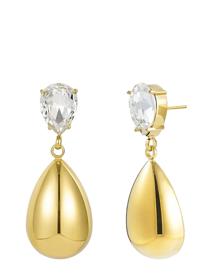 Bud To Rose - Destiny Drop Earring Black/Silver - pendant earrings - clear/gold - 1