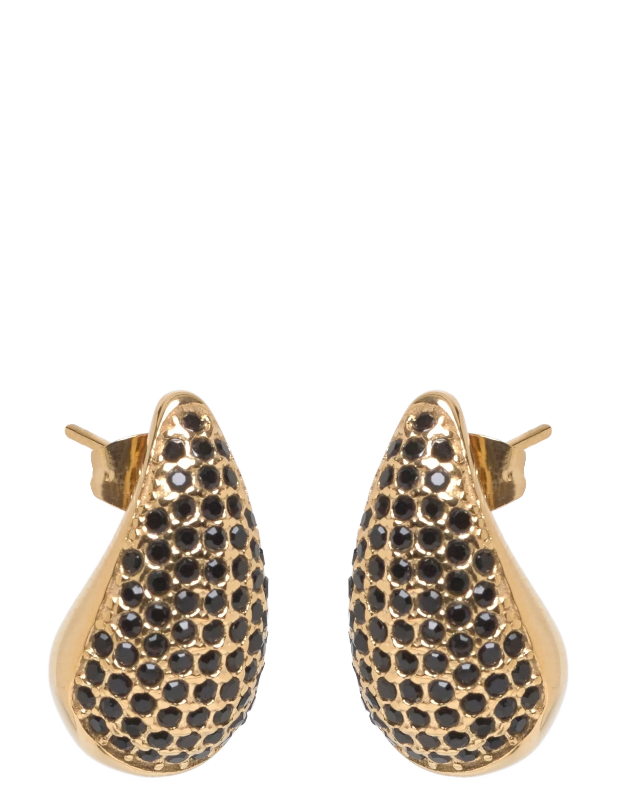 Bud to rose Drop Crystal Stud Earring Black/Silver - Bud to Rose - BLACK/GOLD / gold