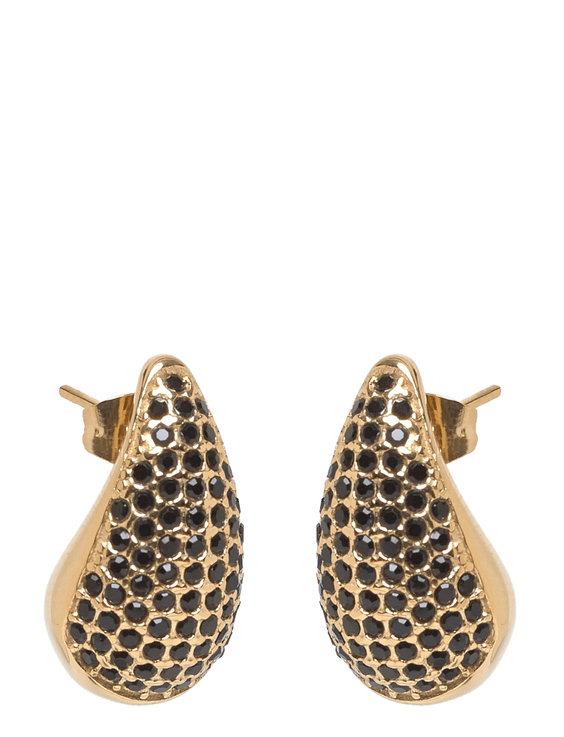 Bud to rose - Drop Crystal Stud Earring Black/Silver - statement-ohrringe - black/gold - 1