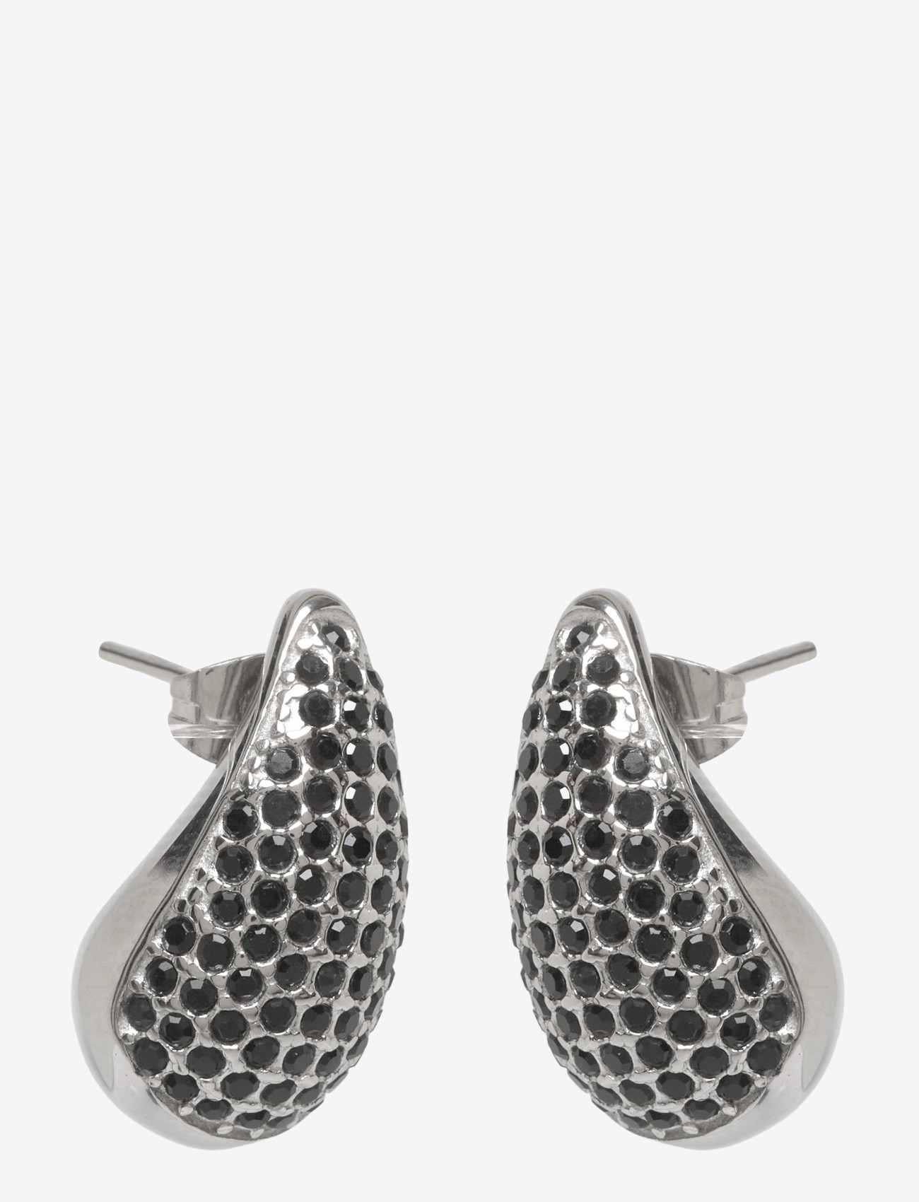Bud to rose - Drop Crystal Stud Earring Black/Silver - statement örhängen - black/silver - 1