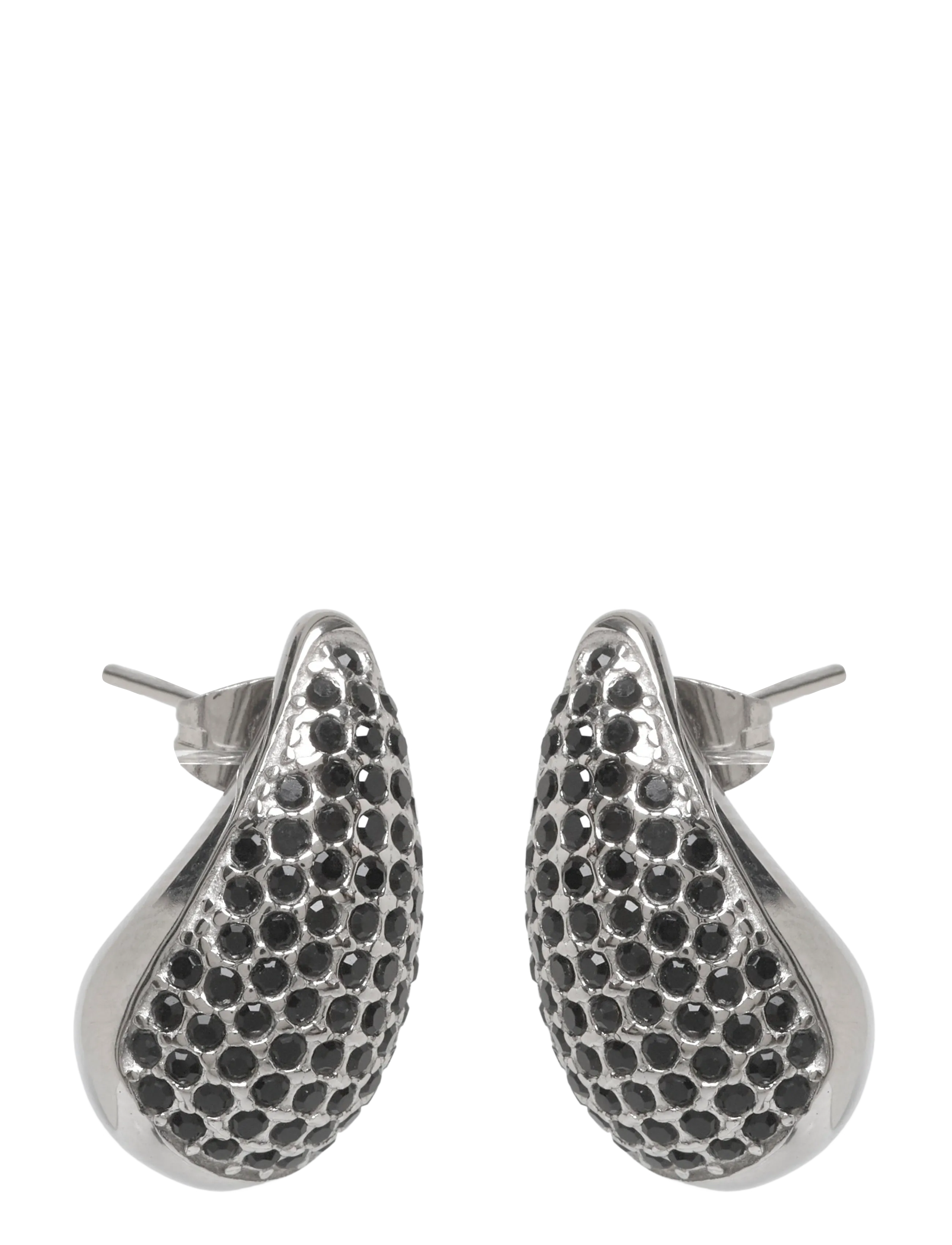 Drop Crystal Stud Earring Black/Silver - BLACK/SILVER