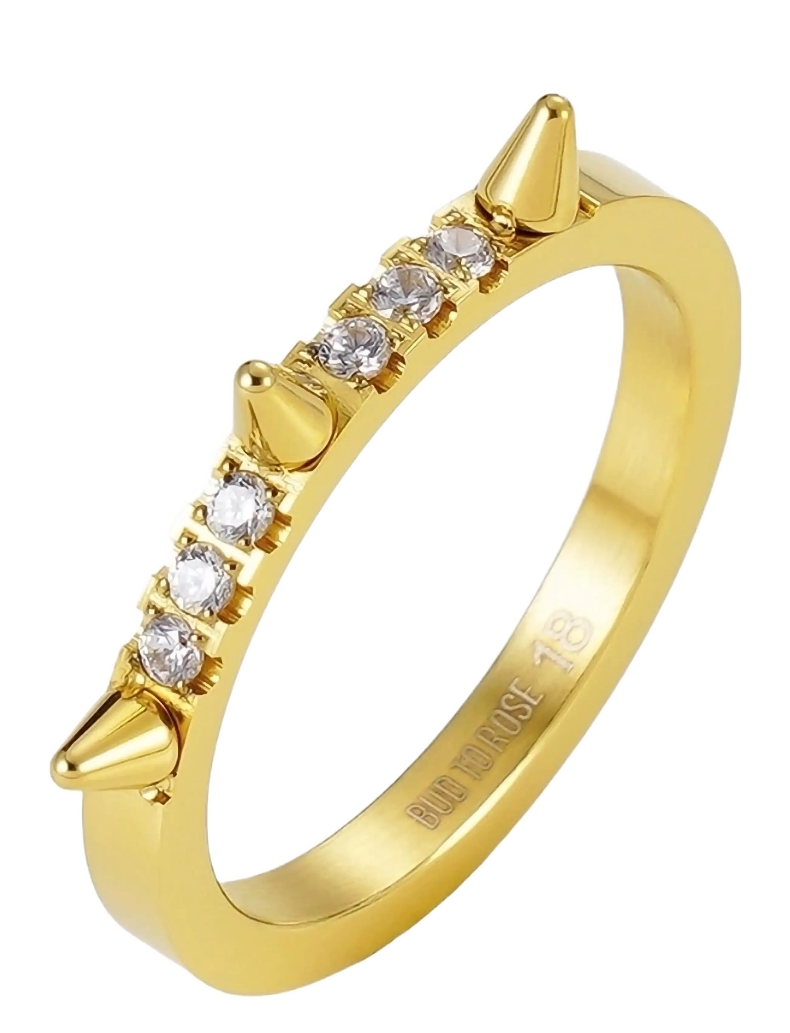 Bud to rose Crown Spike Ring Clear/Silver - Flash Days - CLEAR/GOLD / gold