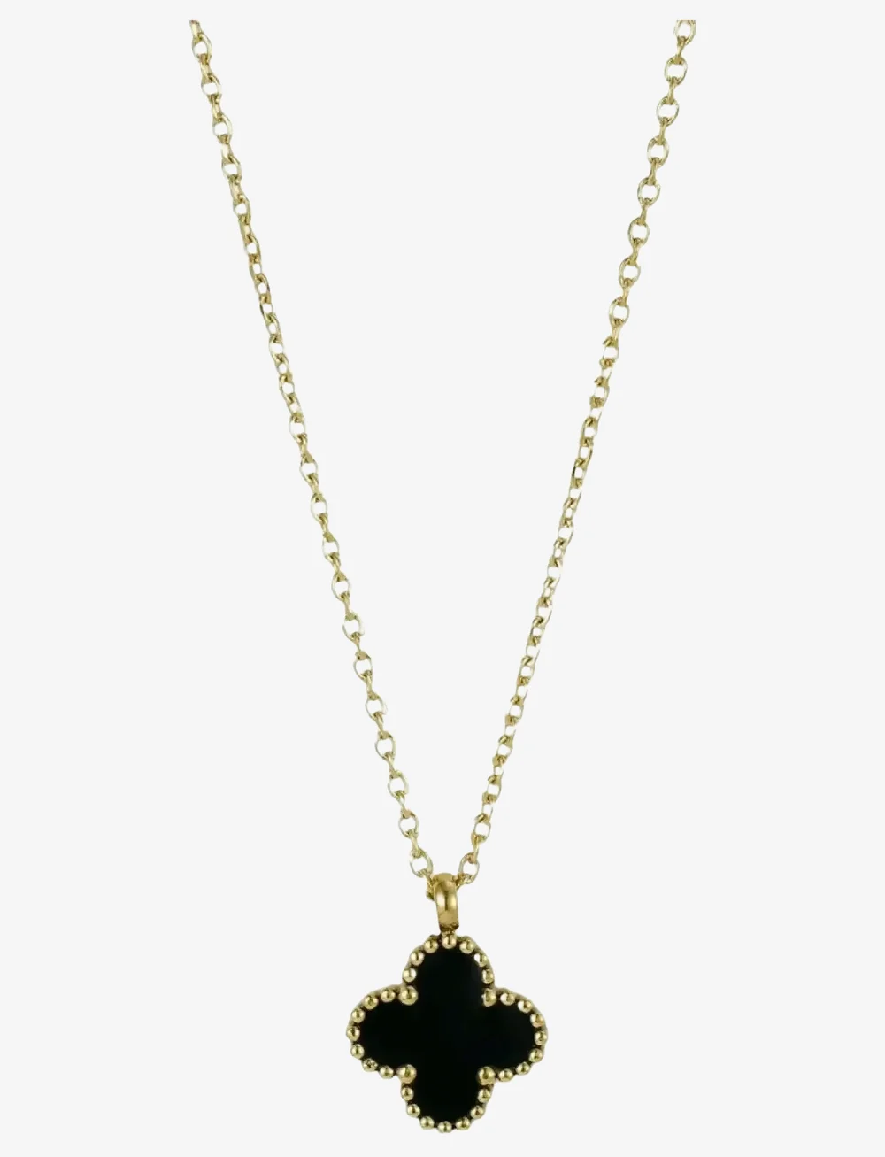 Bud to rose - Clover Enamel Necklace Black/Gold - ripatsiga kaelakeed - gold - 1