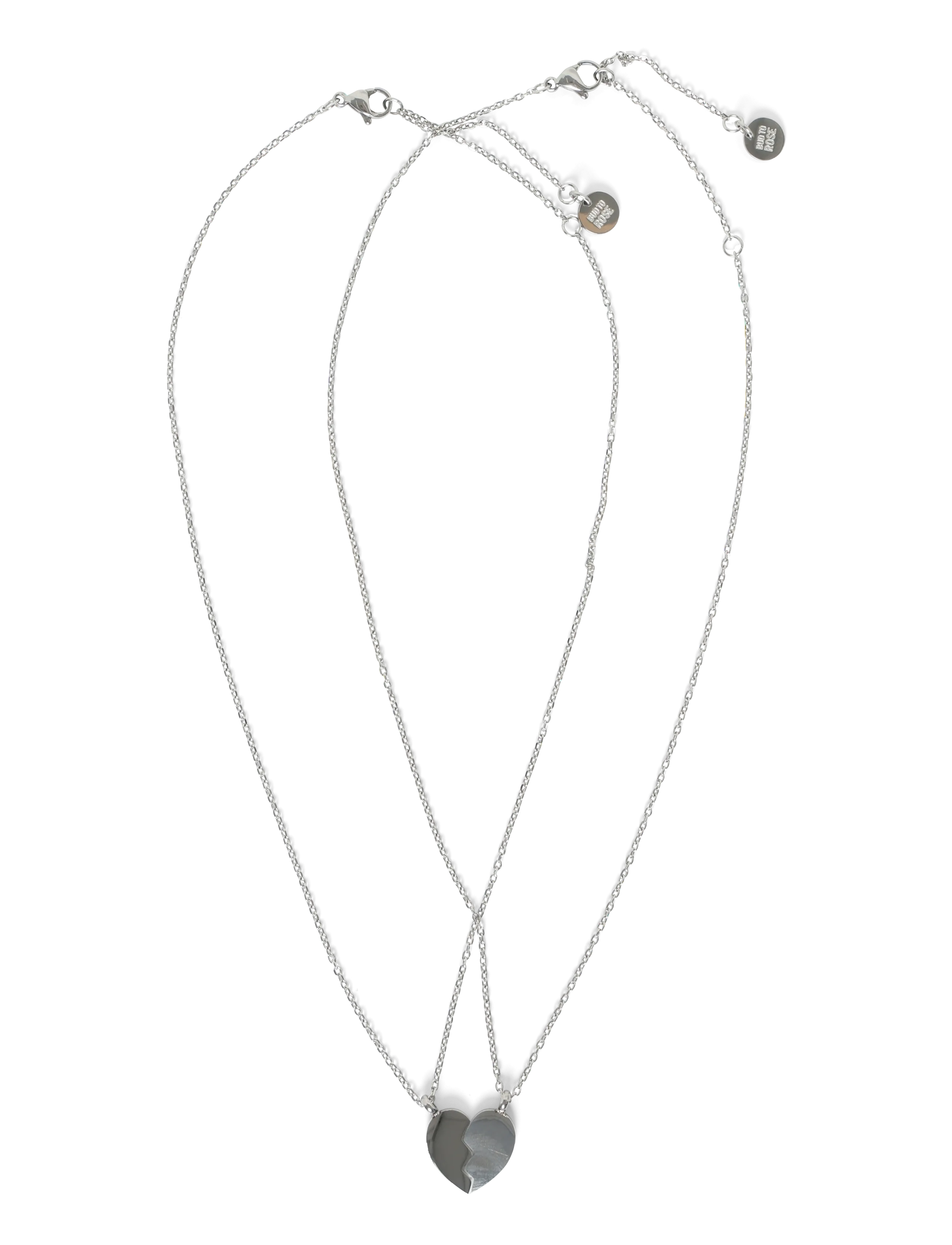 Bud To Rose Friendship Heart Necklace Silver, One Size, Necklaces, Silber - Dainty Frauen