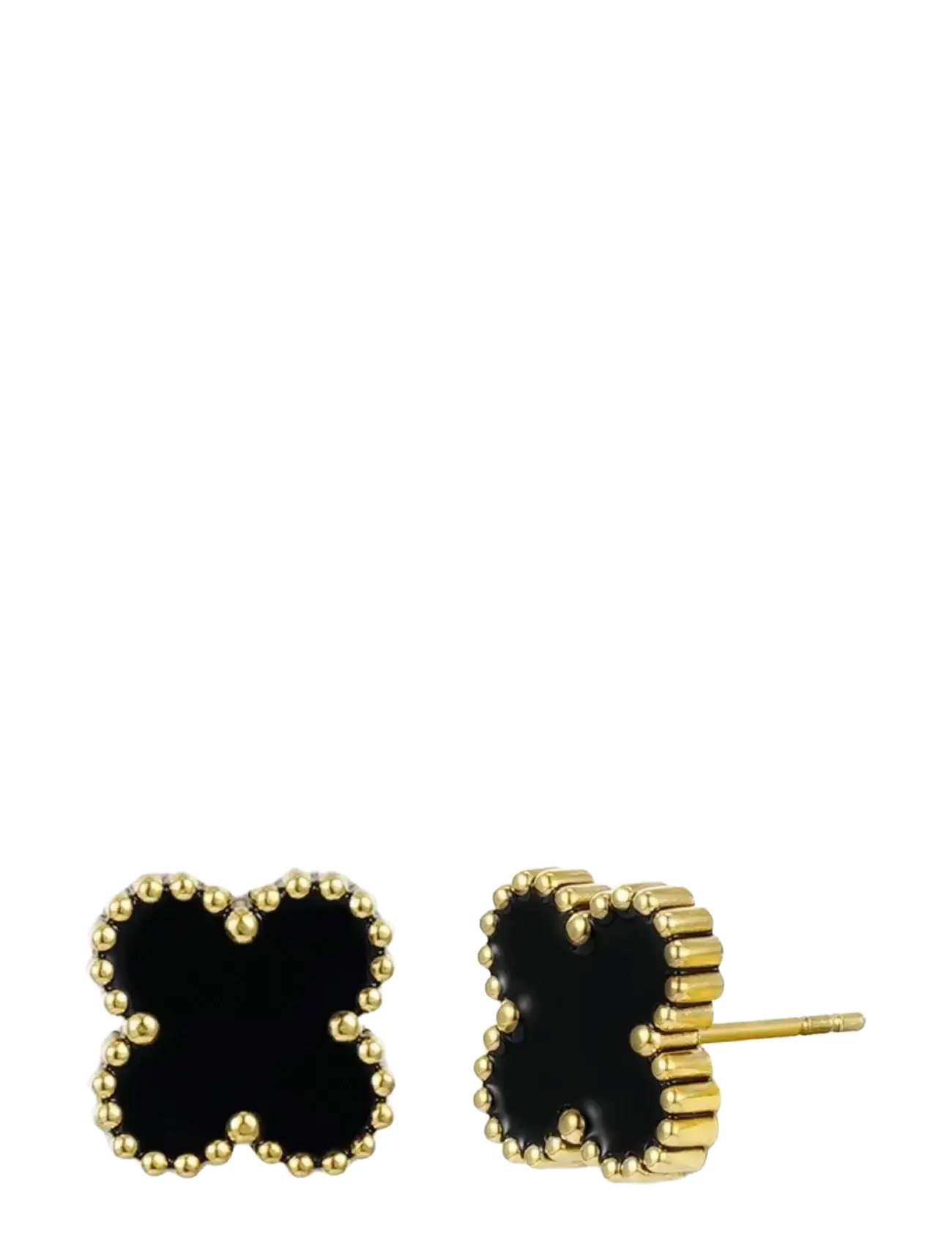Bud To Rose Clover Enamel Earring Black/Gold - Bud To Rose - GOLD / gold