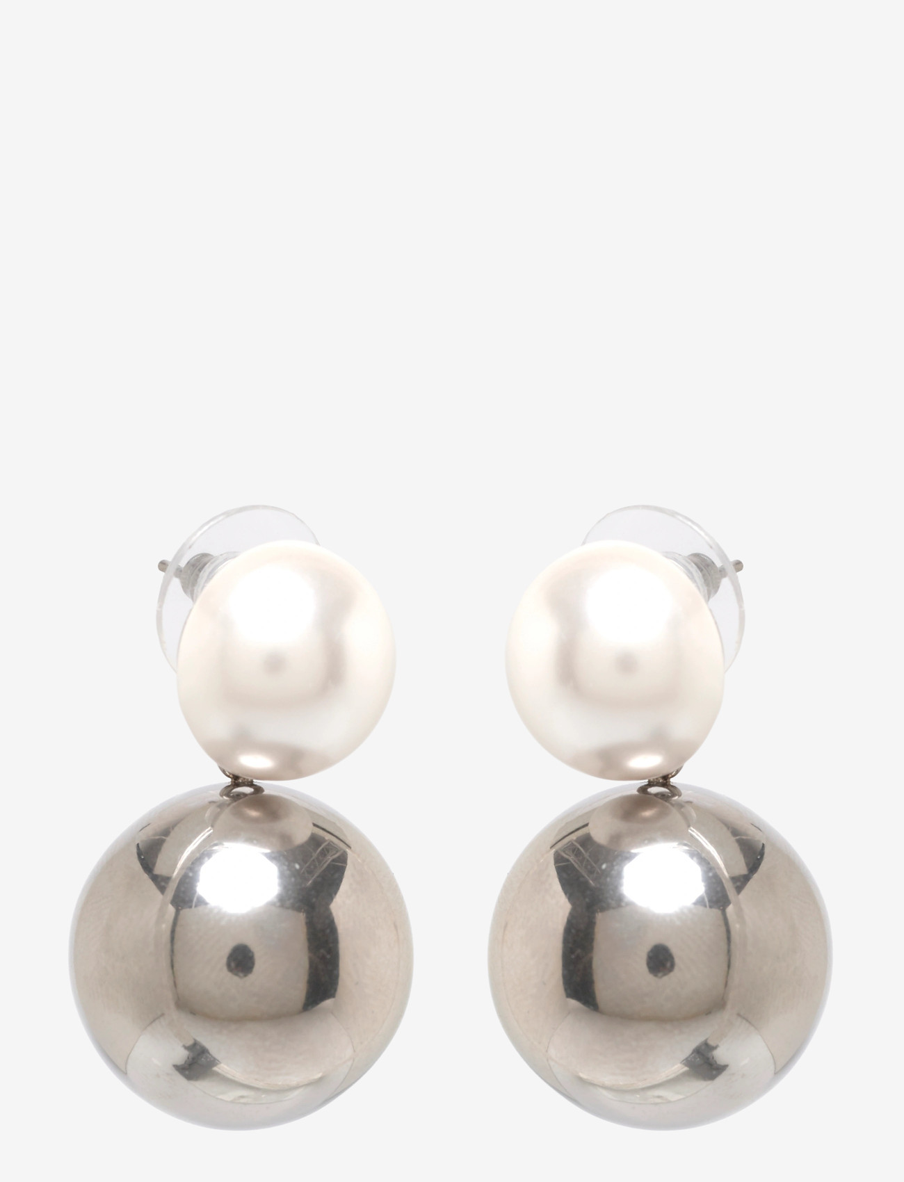 Bud to rose - Pearl Globe Earring Silver - perleøreringe - silver - 0