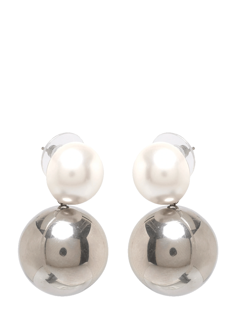 Bud to rose - Pearl Globe Earring Silver - perlenohrringe - silver - 0