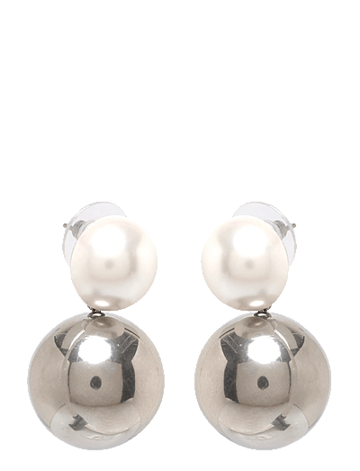 Bud To Rose Pearl Globe Earring Silver - Pärlörhängen - SILVER / silver