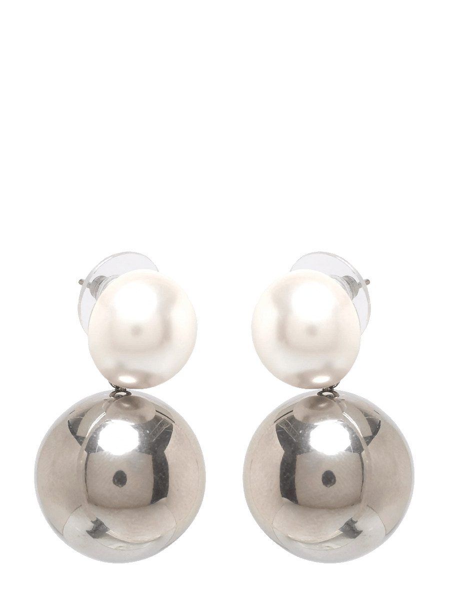 Bud To Rose - Pearl Globe Earring Silver - perlenohrringe - silver - 0