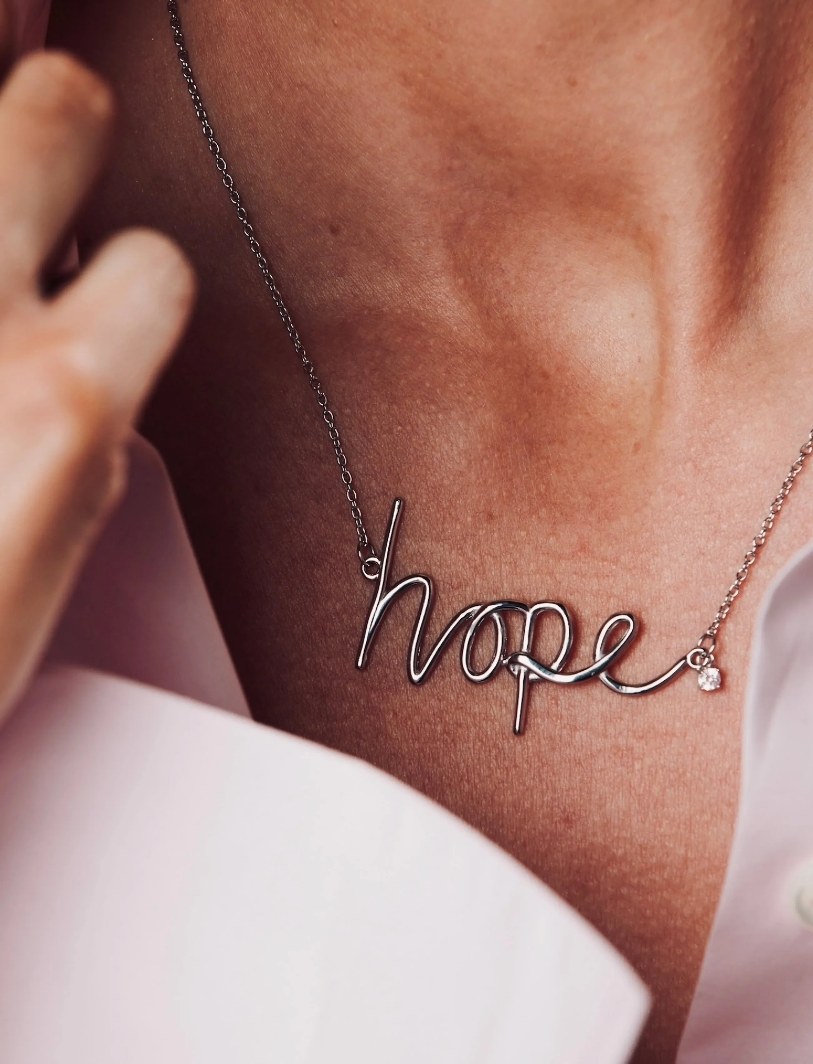 Bud To Rose Hope Large Necklace Silver, One Size, Necklaces, Silber - Statement Frauen