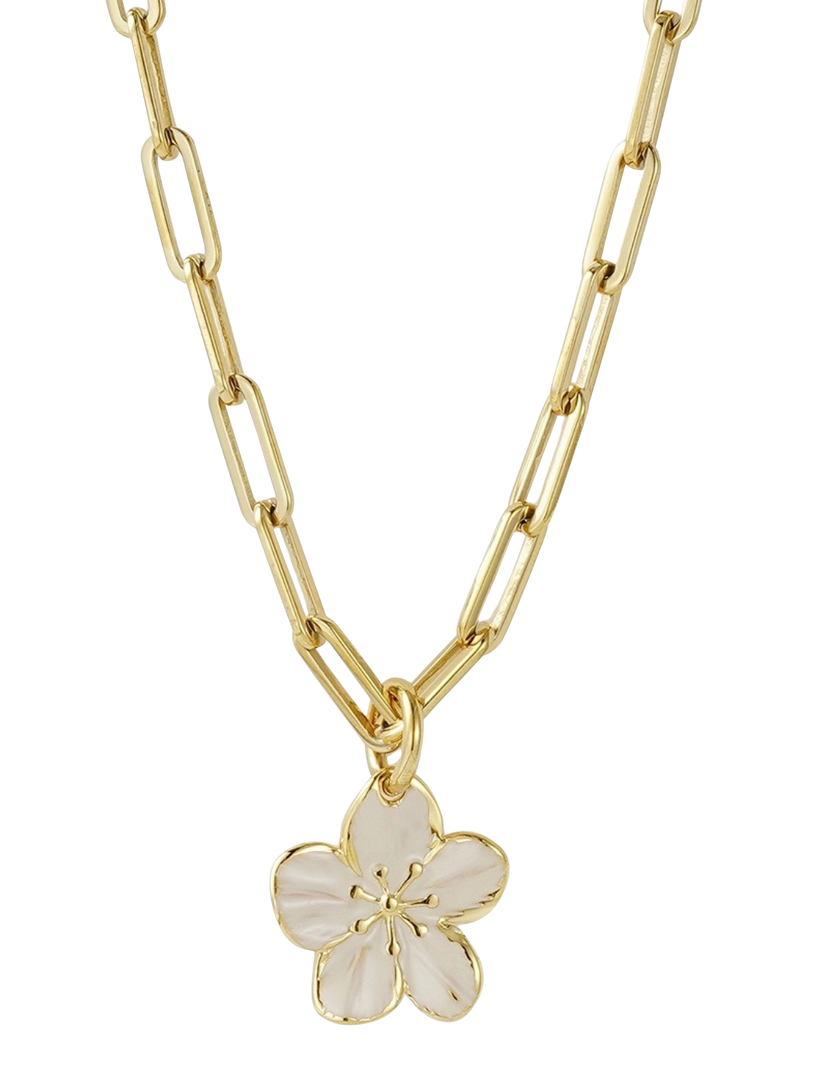 Bud to rose Calista Enamel Necklace Ivory/Gold - Halsband - IVORY/GOLD / gold