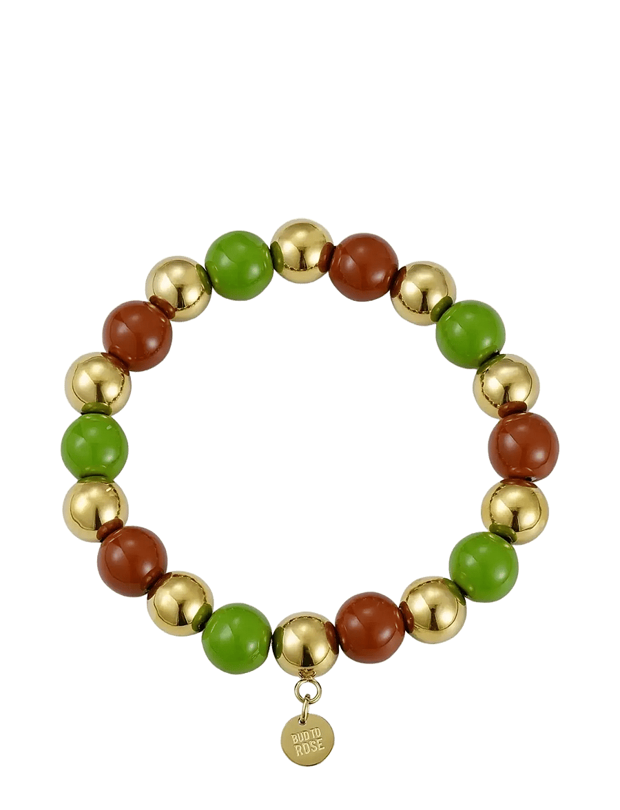 Bud To Rose - Brea Enamel 10mm Bracelet Green/Gold - armbänder - green/gold - 1