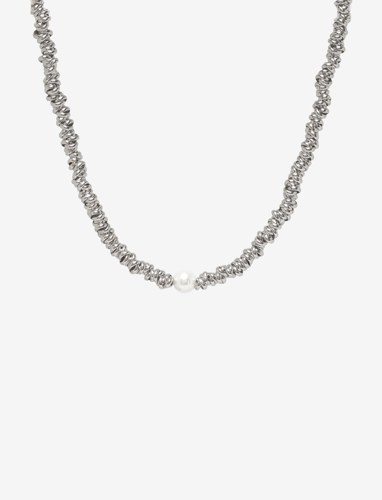 Bud to rose - Velvet Pearl Necklace Silver - perlenketten - silver - 1