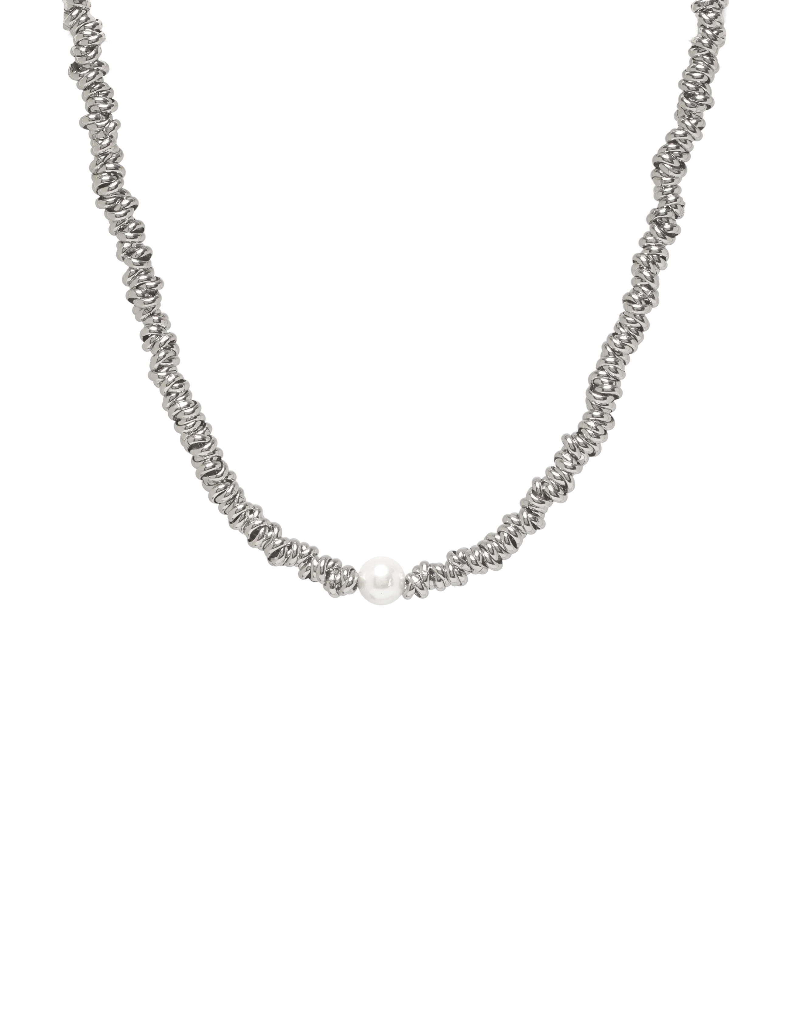 Velvet Pearl Necklace Silver - SILVER