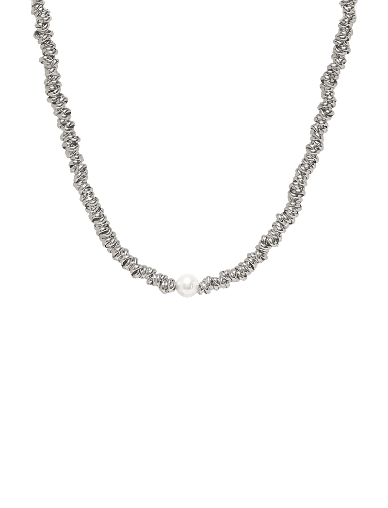 Bud to rose - Velvet Pearl Necklace Silver - pärlikeed - silver - 1