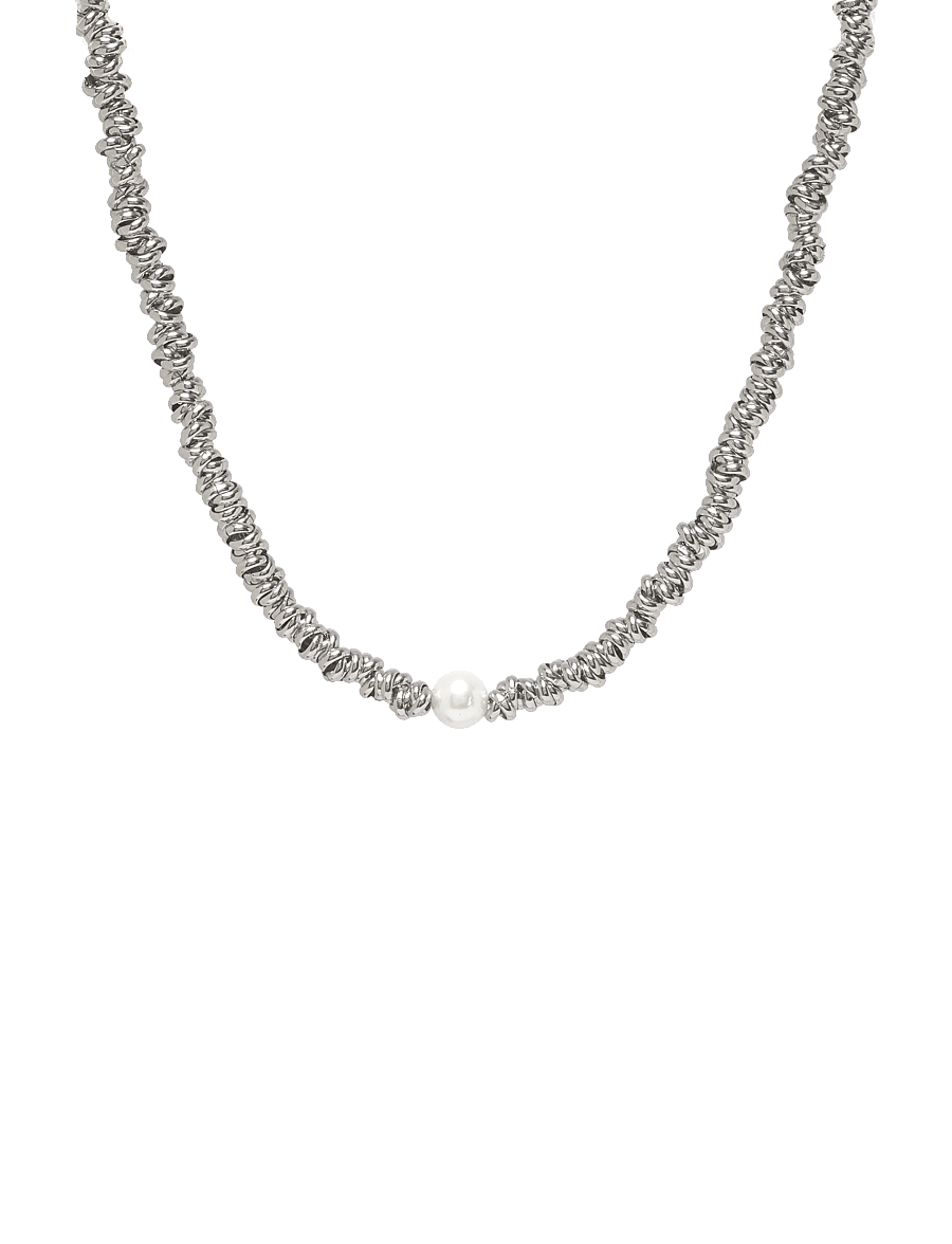 Bud To Rose - Velvet Pearl Necklace Silver - perlekæder - silver - 1
