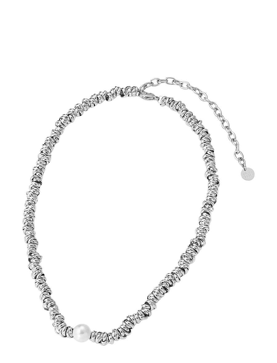 Bud To Rose - Velvet Pearl Necklace Silver - perlekæder - silver - 2