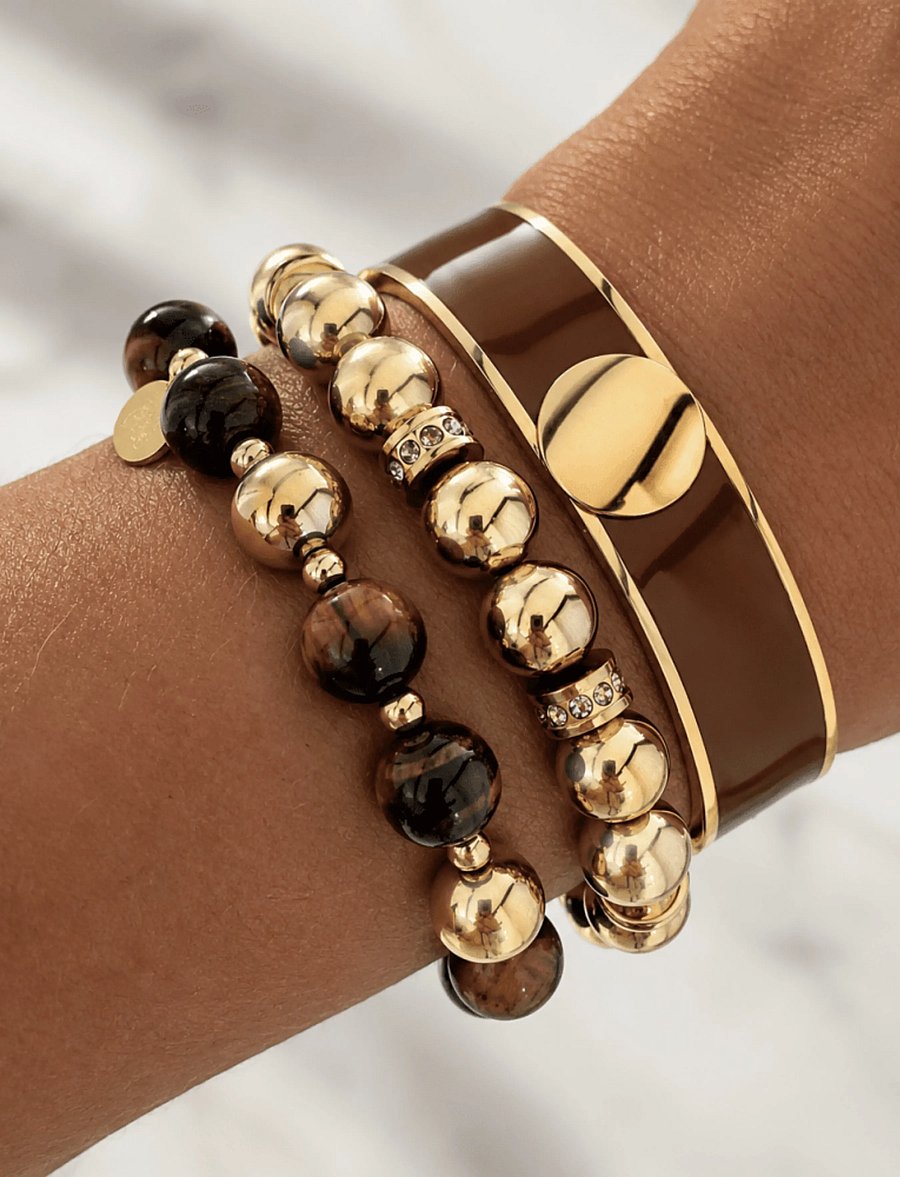 Bud To Rose - Kelly Bracelet Brown/Gold - armbänder - brown/gold - 0