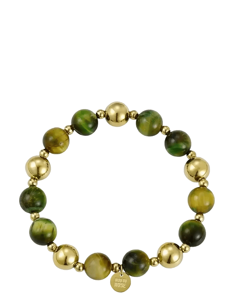 Bud to rose - Kelly Brown Tiger Eye/Gold Bracelet - armbånd - green/gold - 1
