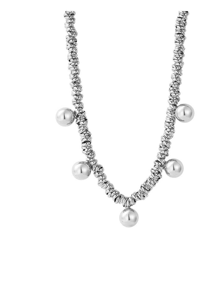 Bud To Rose - Velvet Globe Necklace Silver - masyvūs kaklo papuošalai - silver - 1