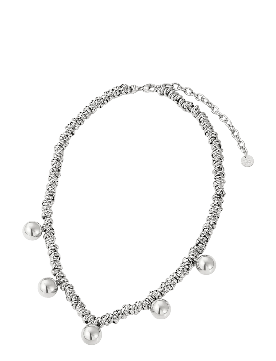 Bud To Rose - Velvet Globe Necklace Silver - masyvūs kaklo papuošalai - silver - 2