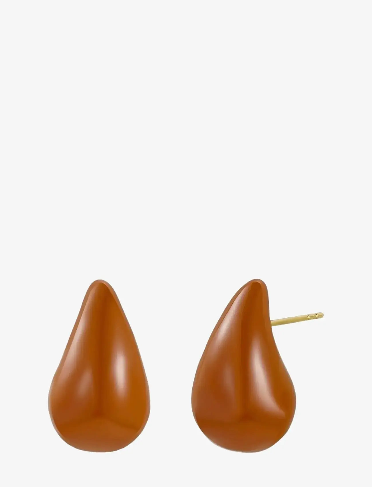 Bud to rose - Donna Drop Enamel Earring Brown - ohrhänger - brown - 1