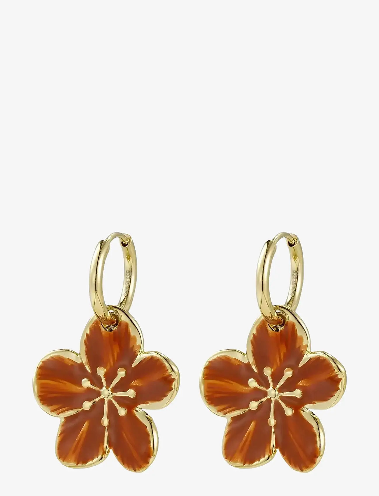 Bud to rose - Calista Enamel Earring Brown/Gold - Øreringe med vedhæng - gold - 1