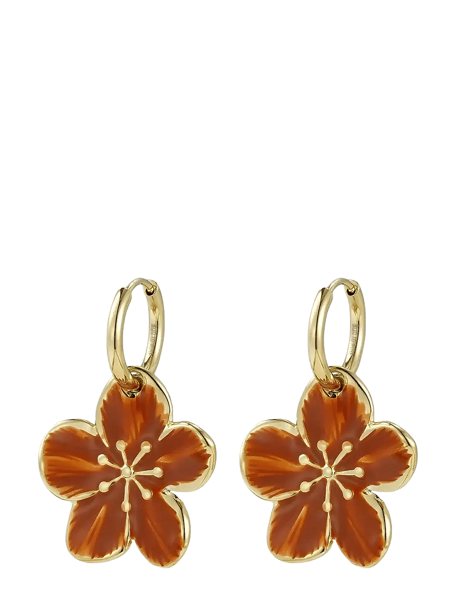 Bud To Rose - Calista Enamel Earring Brown/Gold - kabantys auskarai - gold - 1