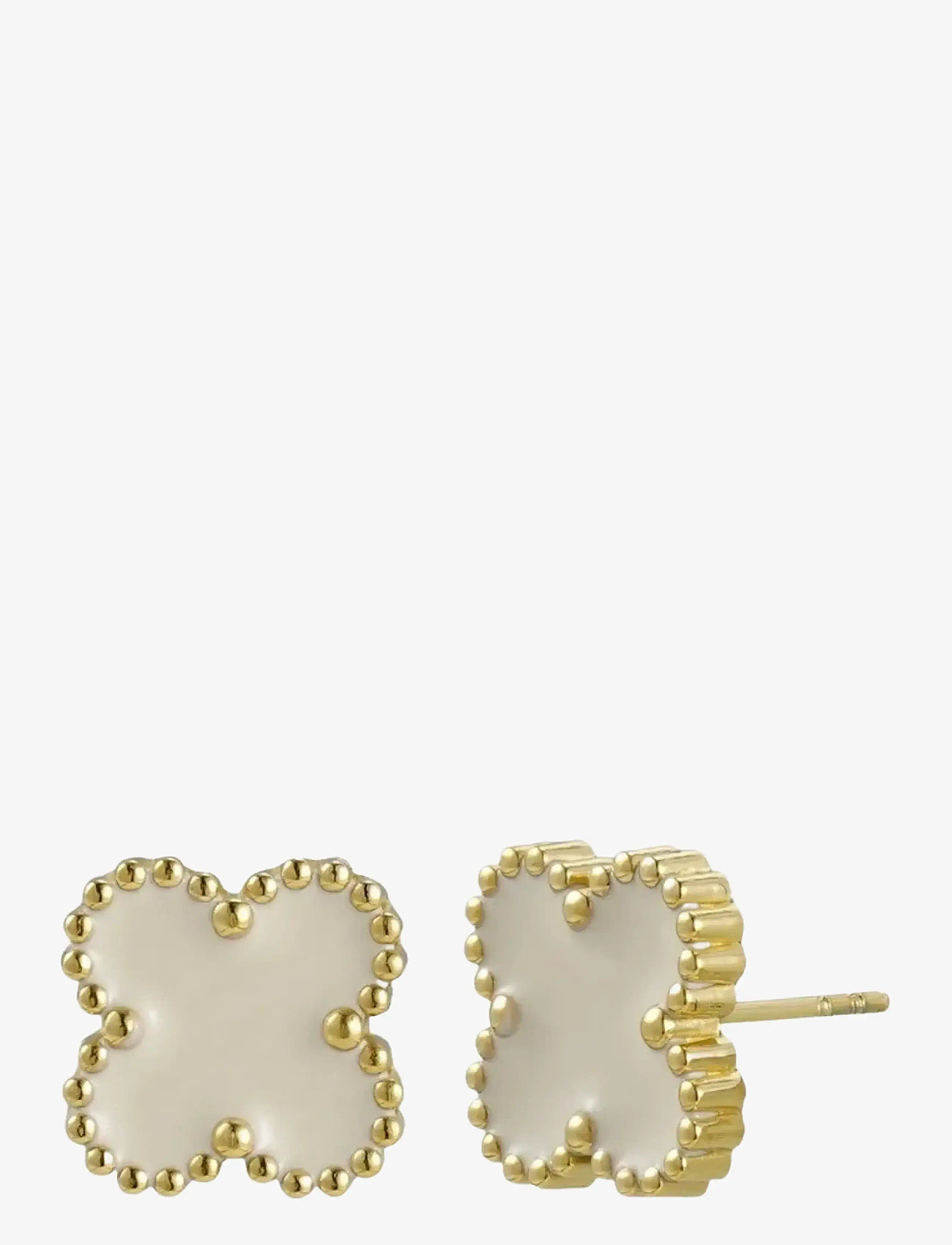 Bud to rose - Clover Earring Ivory/Gold - gold - 1