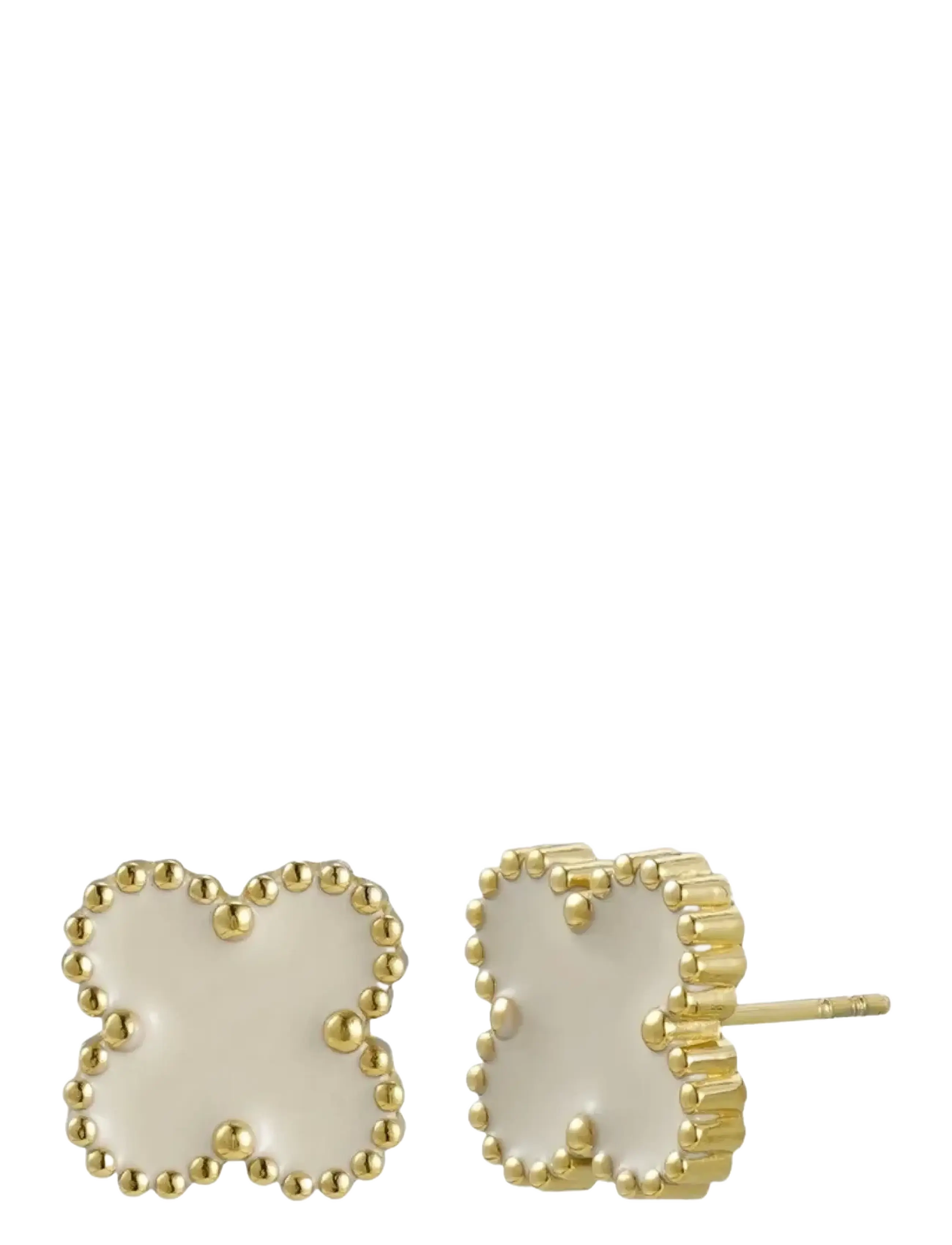 Bud to rose - Clover Earring Ivory/Gold - gold - 1