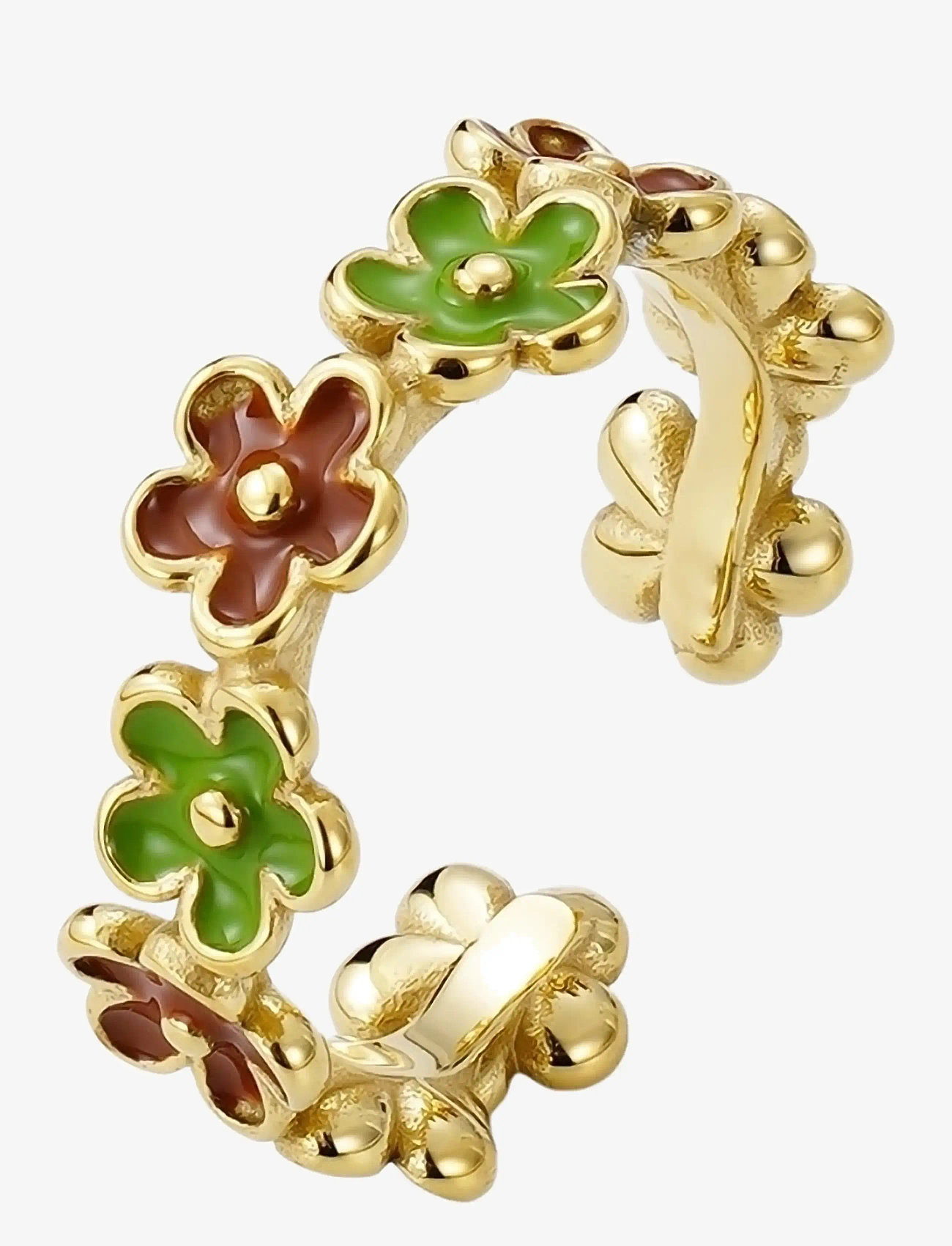 Bud to rose - Calista Enamel Ring Brown/Green/Gold - ringe - brown/gold - 1