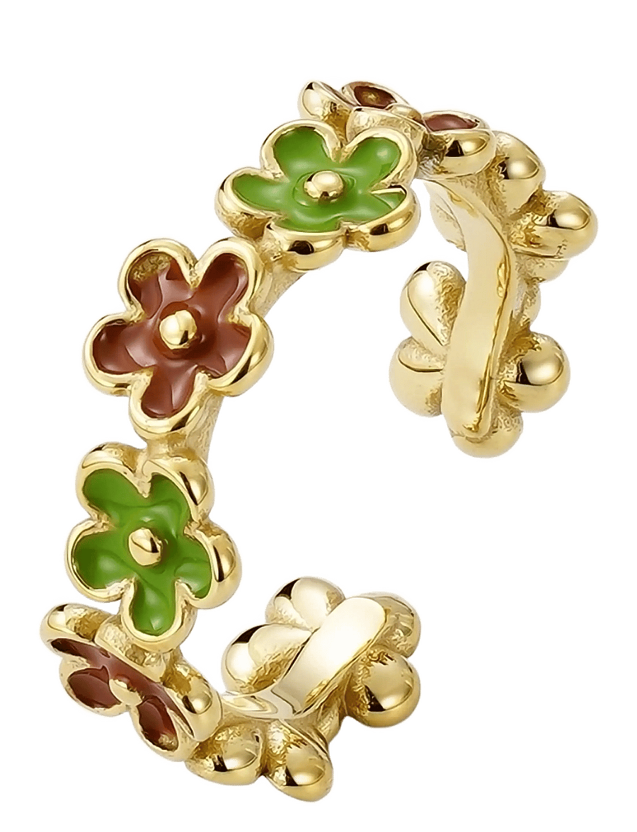 Bud To Rose - Calista Enamel Ring Brown/Green/Gold - ringe - brown/gold - 1