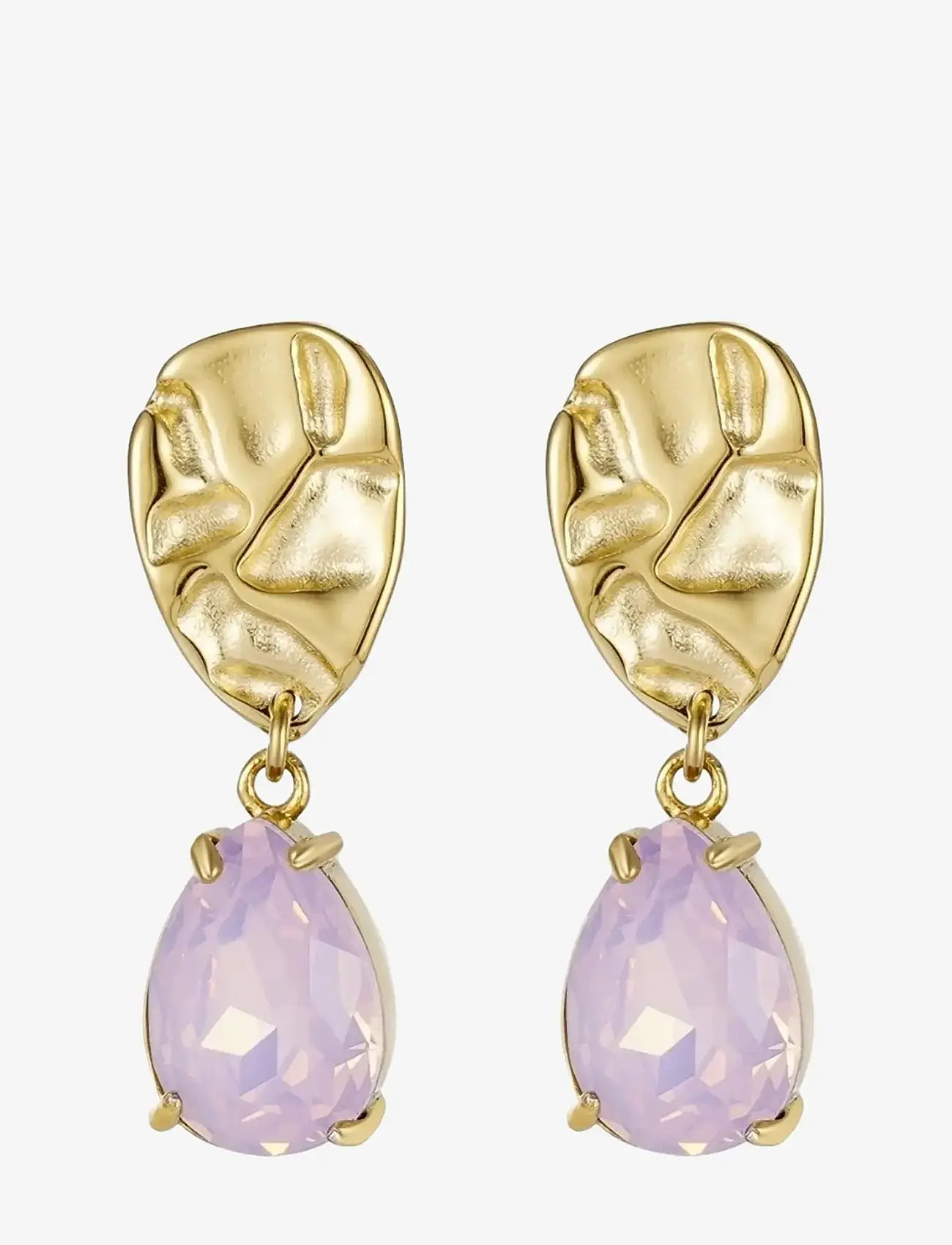 Bud to rose - Karma Crystal Earring Opal Pink/Gold - pendant earrings - pink/gold - 1
