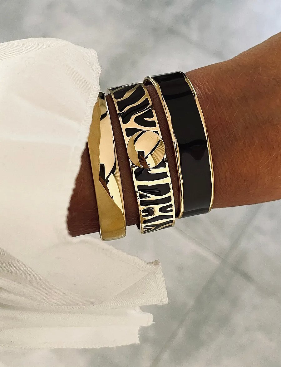 Bud To Rose - Envy Enamel Bangle Ivory/Gold - brown/gold - 0