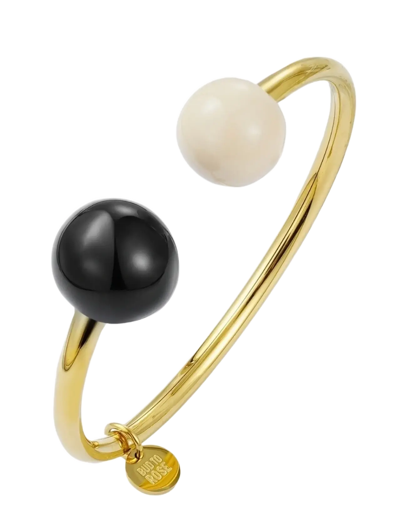 BUD TO ROSE Globe Enamel Bangle Ivory/Schwarz/Steel Gold - One Size - Damen
