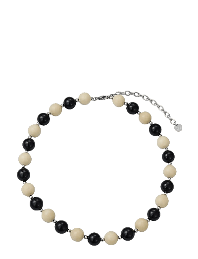 Kelly Large Necklace Ivory/Black/Steel - Statement-HalskæDer