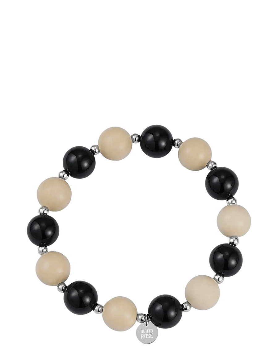 Bud To Rose - Kelly Large Bracelet Ivory/Black/Steel - bracelets - ivory/steel - 1