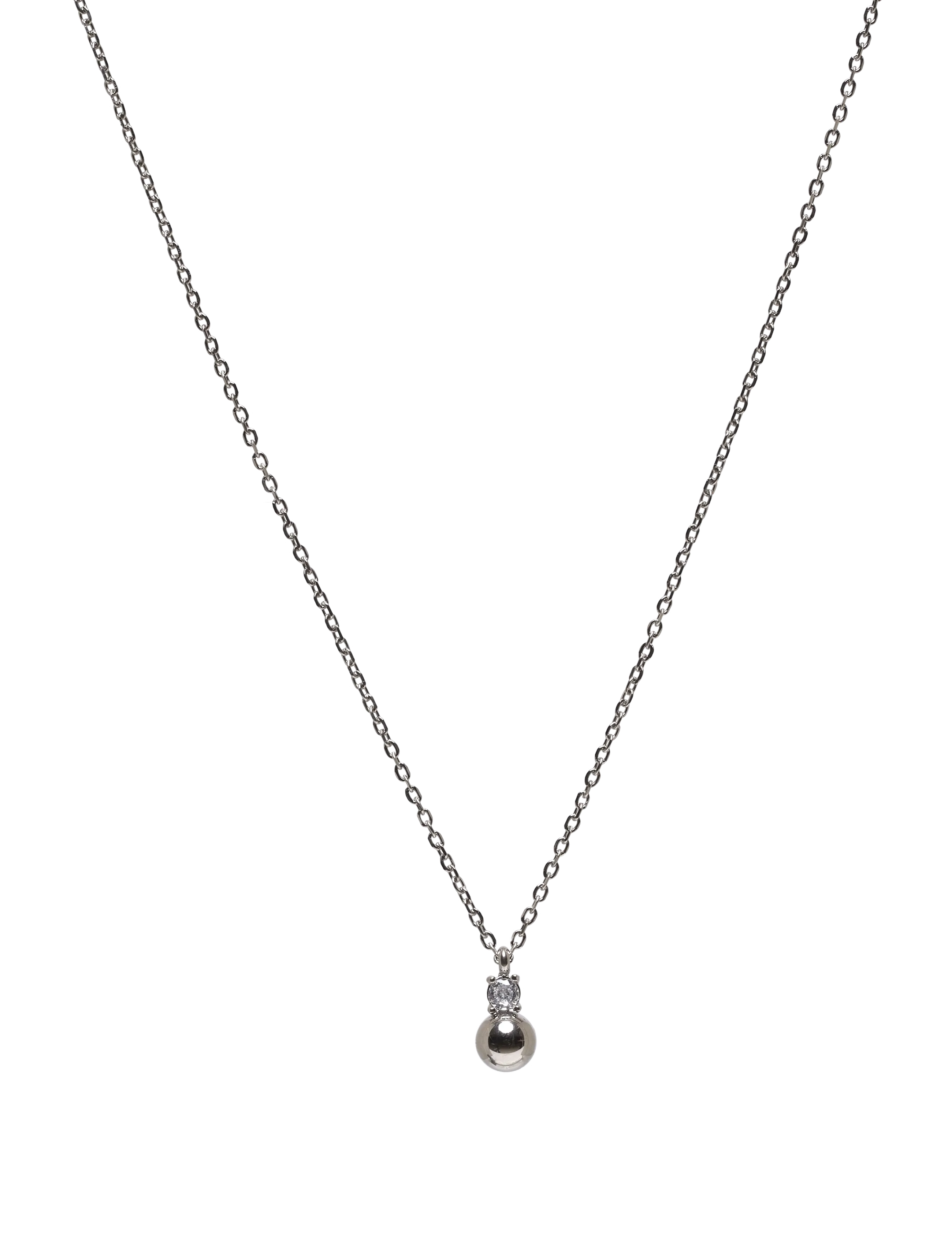Stella Bead Necklace Silver - SILVER