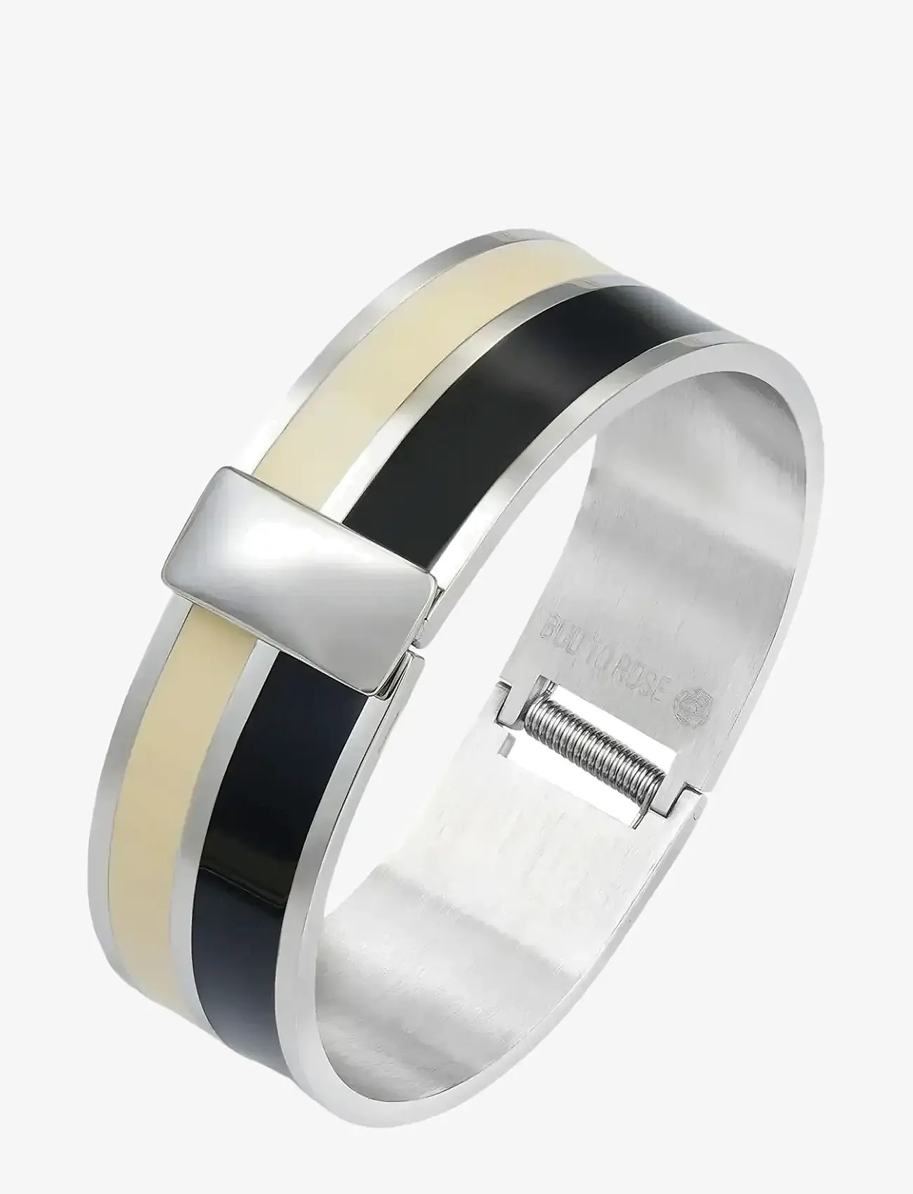 Bud to rose - Studio Enamel Bracelet Ivory/Black - bangles - silver - 1