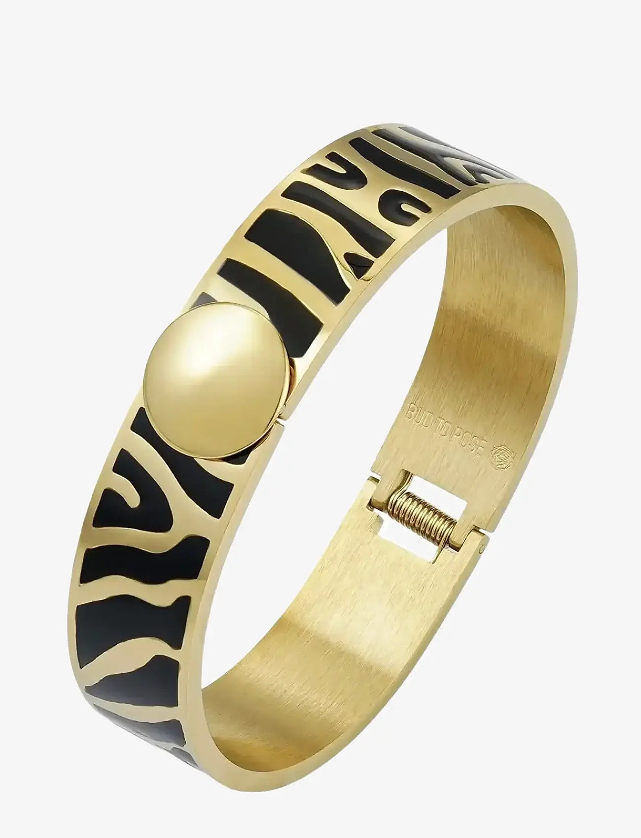 Bud to rose - Capri Zebra Bracelet Black/Gold - bangles - gold - 1