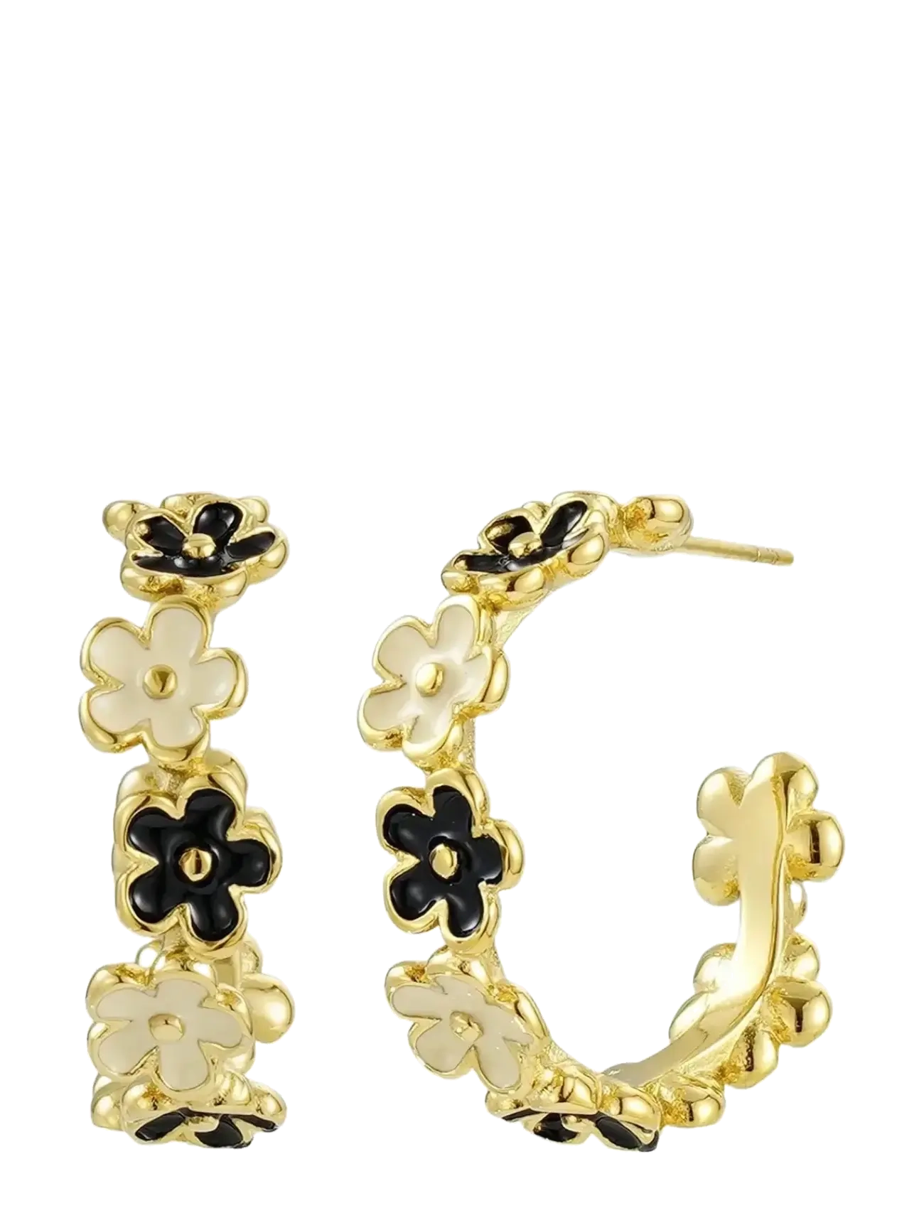 Bud to rose Calista Hoop Ivory/Black/Gold - Smykker - GOLD / gold