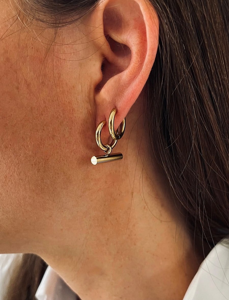 Bud To Rose - T-Bar Hoop Silver - creoler & hoops - gold - 0