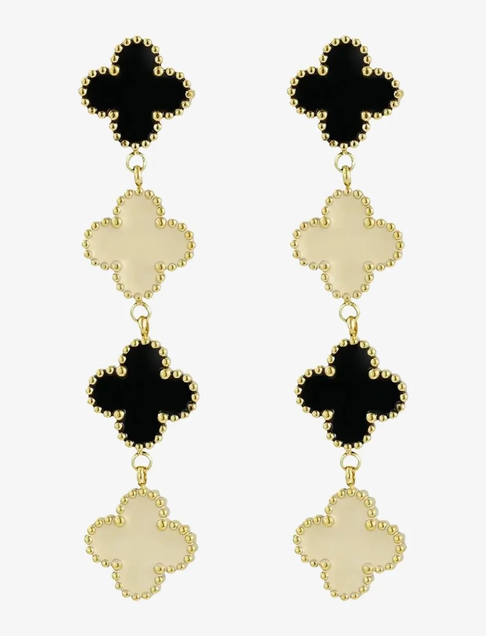 Bud to rose - Clover Long Earring Mix/Gold - ohrhänger - gold - 1