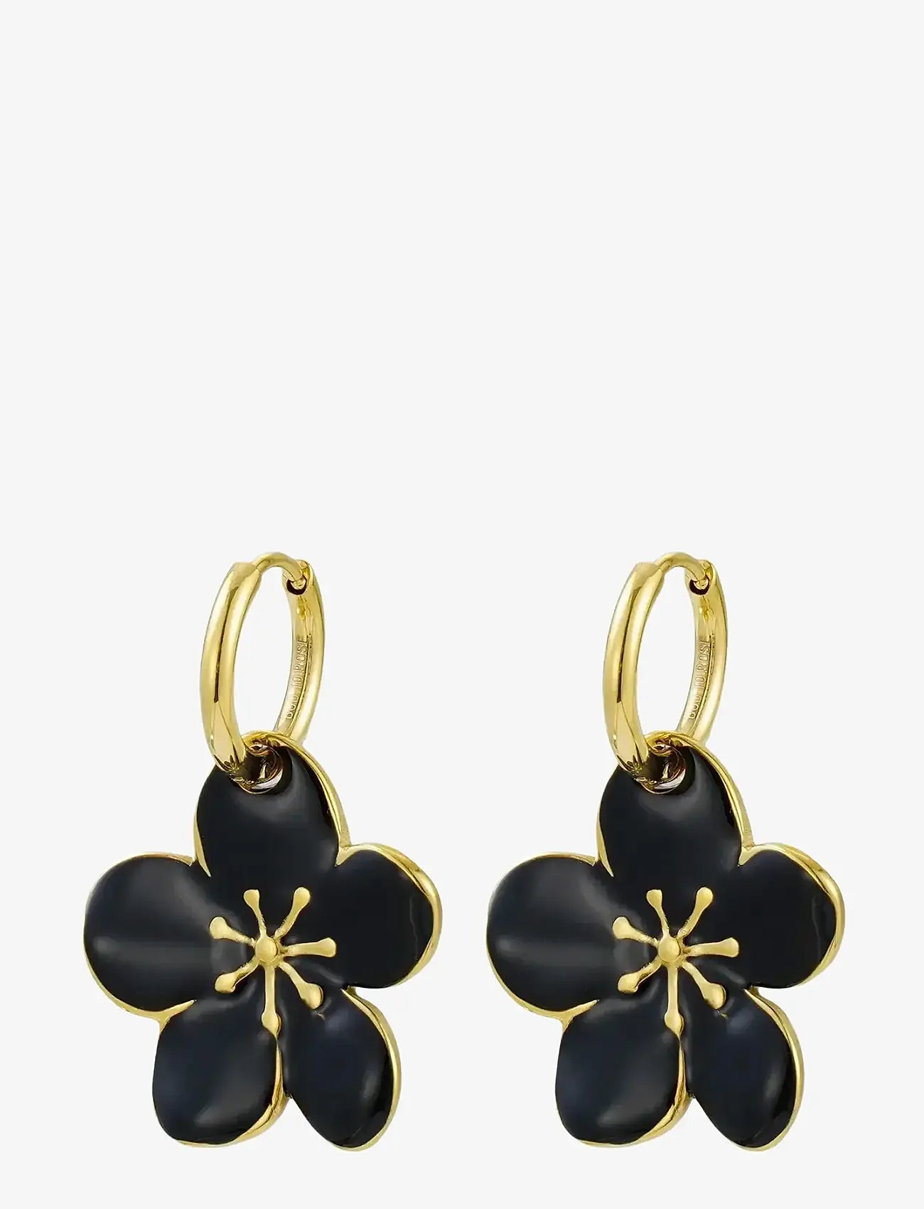 Bud to rose - Calista Enamel Earring Black/Gold - ohrhänger - gold - 1
